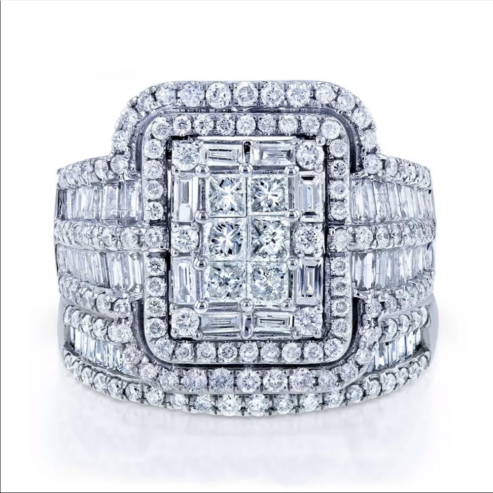 New Luxury 925 Silver Diamond 2 pc Set Ring 💍